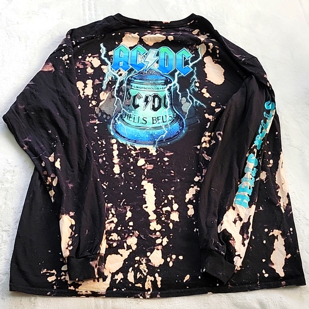 😍 ACDC CUSTOM BLEACHED LONG SLEEVE T SHIRT SWEATSHIRT OVERSIZED UNISEX